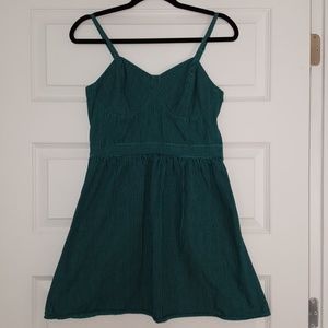 Navy & Green Pinstripe Dress